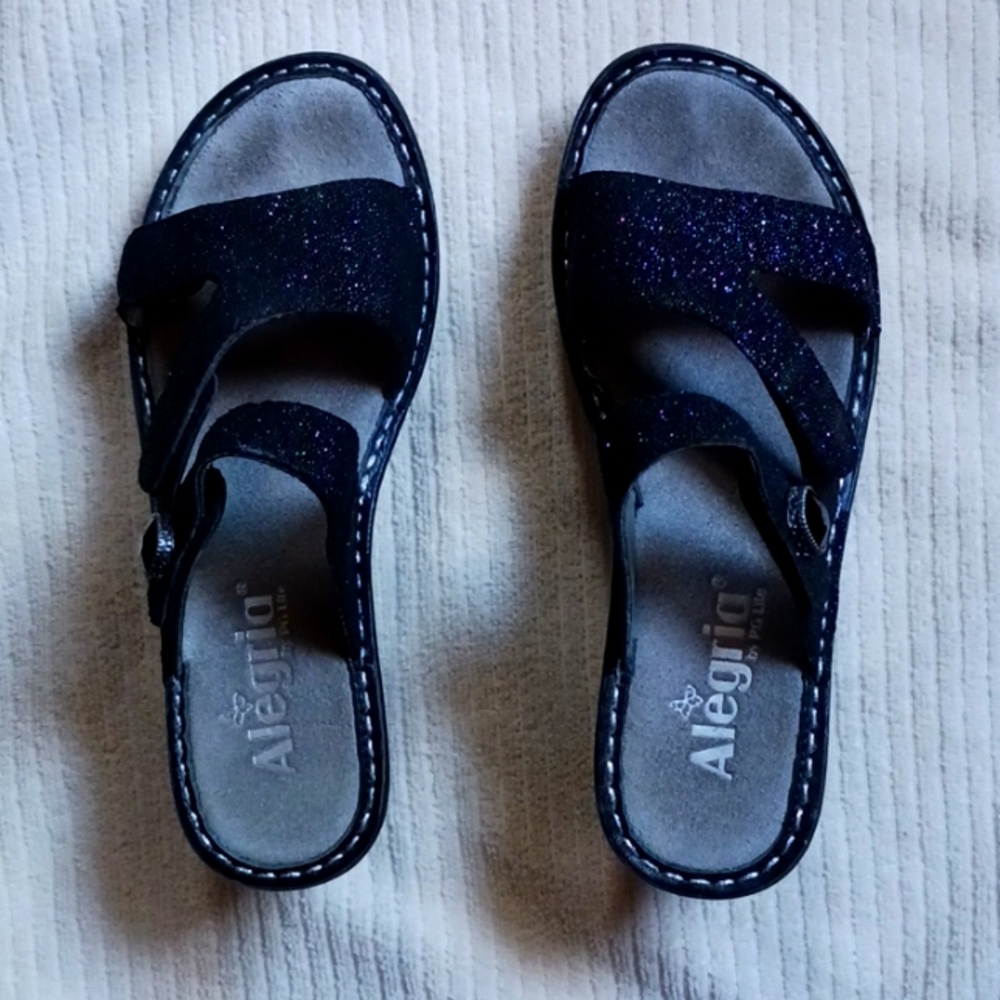 Alegria by PG Lite Glitteroti Wedge Sandals EUC (Size EUR 35, size 5 US)